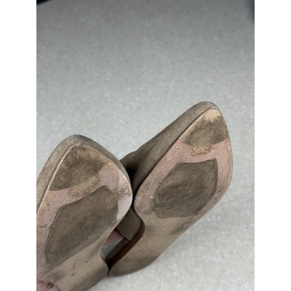 Jenni Kayne Laurel Suede Leather Taupe Green Mules Flats Womens Size 39 - Picture 9 of 10